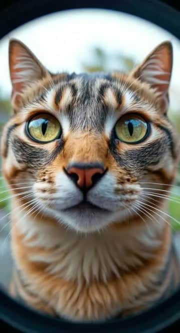A cat looking through fisheye