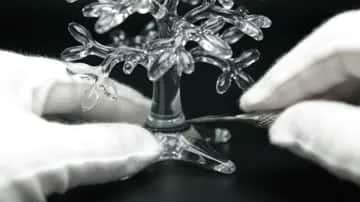 ASMR style cutting a glass tree