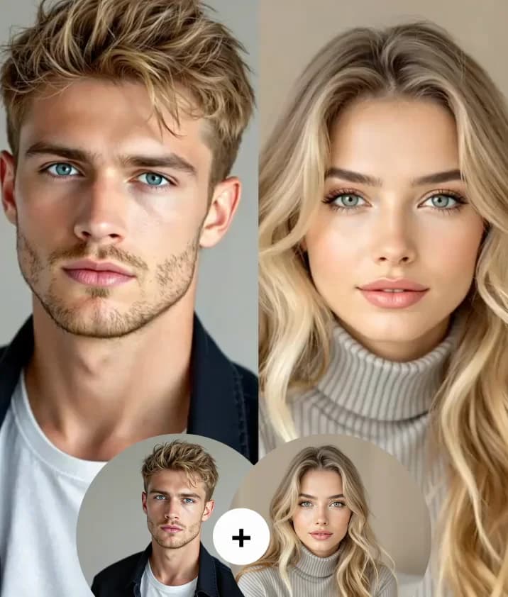 Generador AI de Besos trabajando con fotos reales, personajes de caricatura y retratos ilustrados