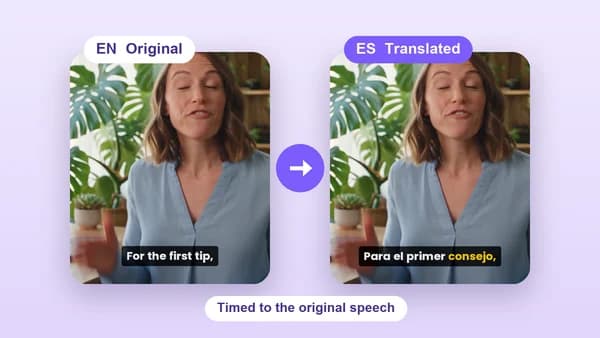English video with subtitles automatically translated into Spanish