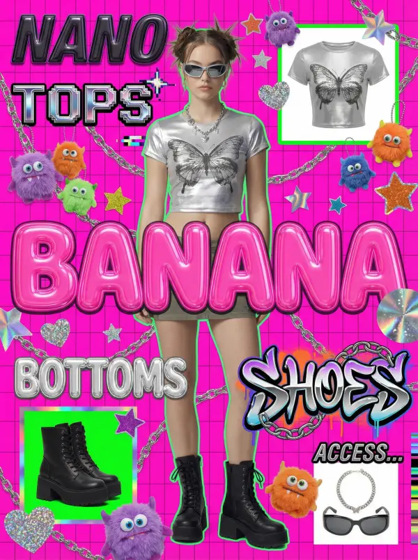 AI-generated Y2K fashion lookbook poster with bold typography