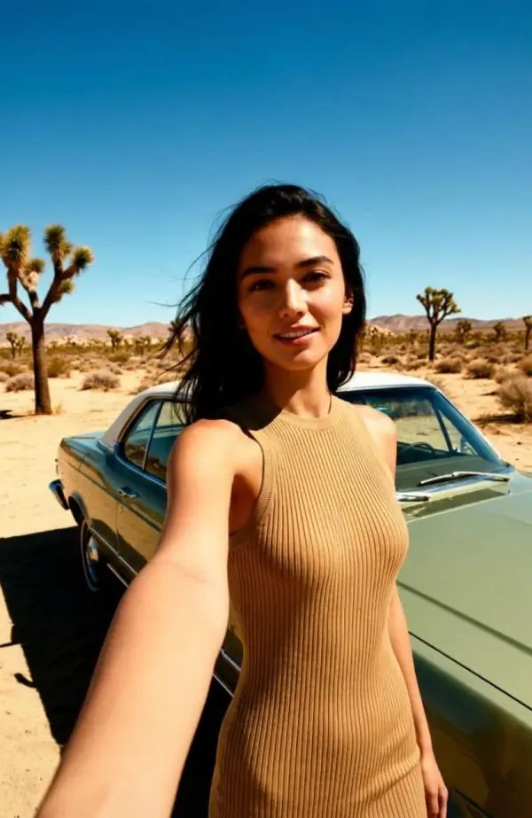 One of multiple selfie variants generated from the source