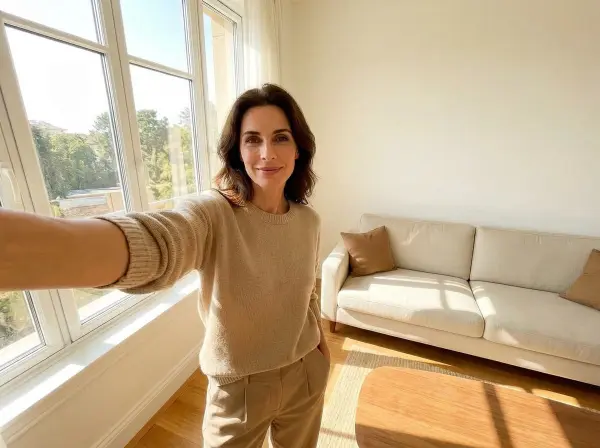 Generated wide-angle iPhone selfie ready to post