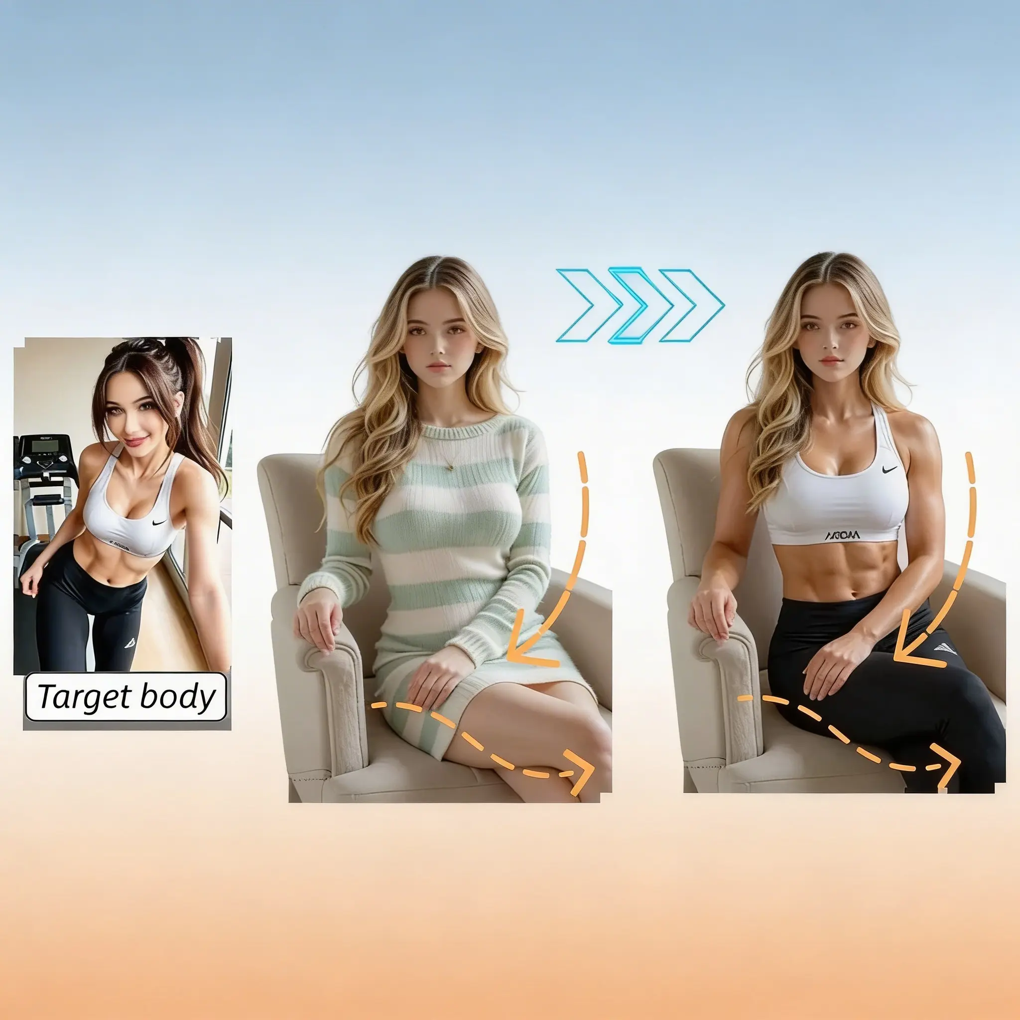 User placing their face on a celebrity or athlete body using AI body swap