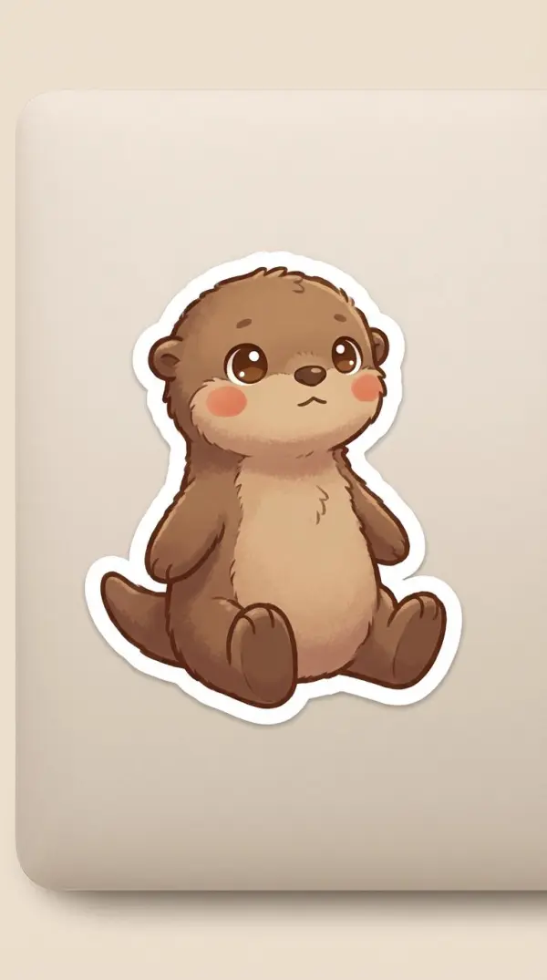 Same pet rendered as a kawaii chibi sticker with markings and coat preserved