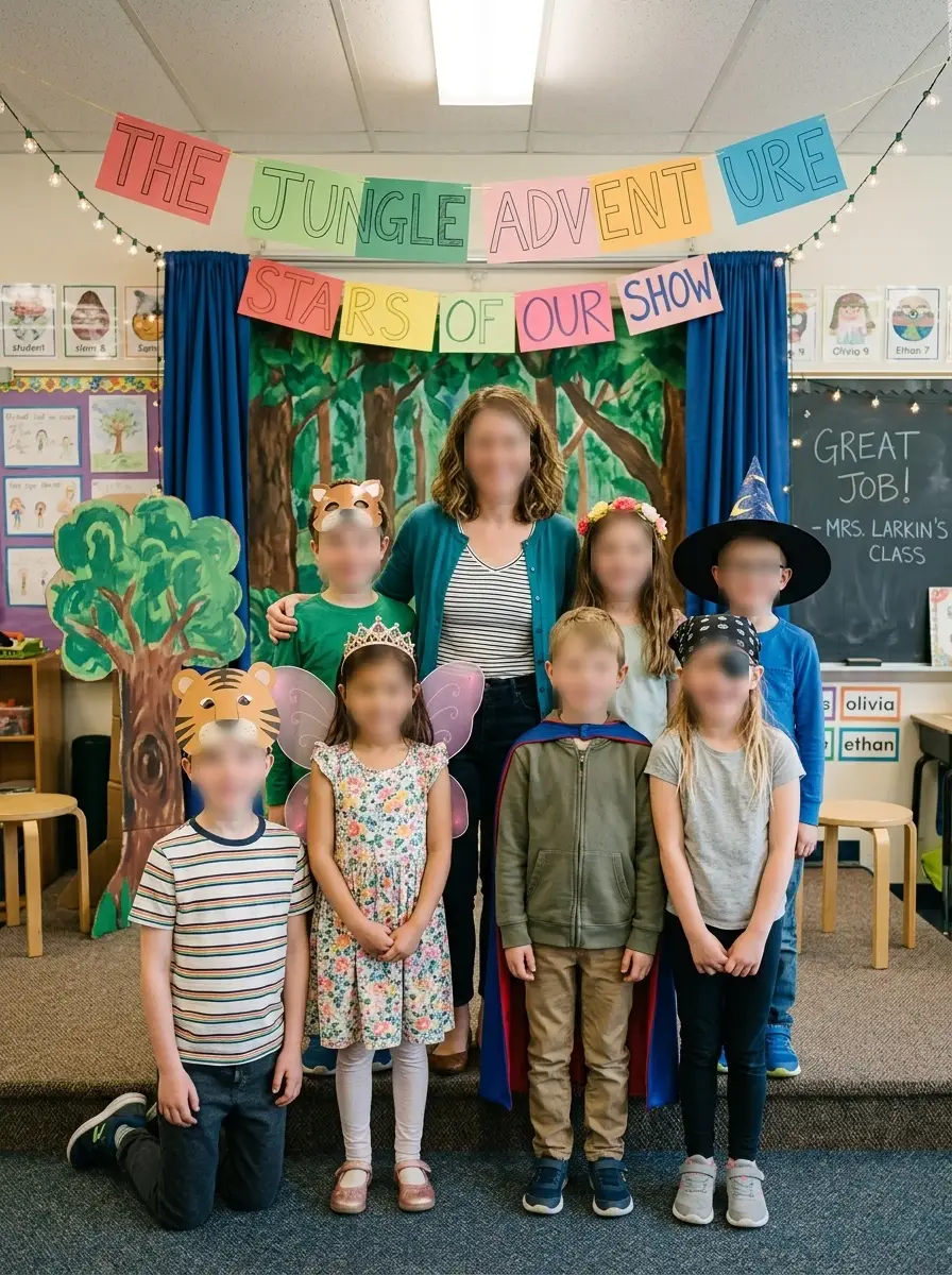 Classroom group photo after AI Image Face Blur