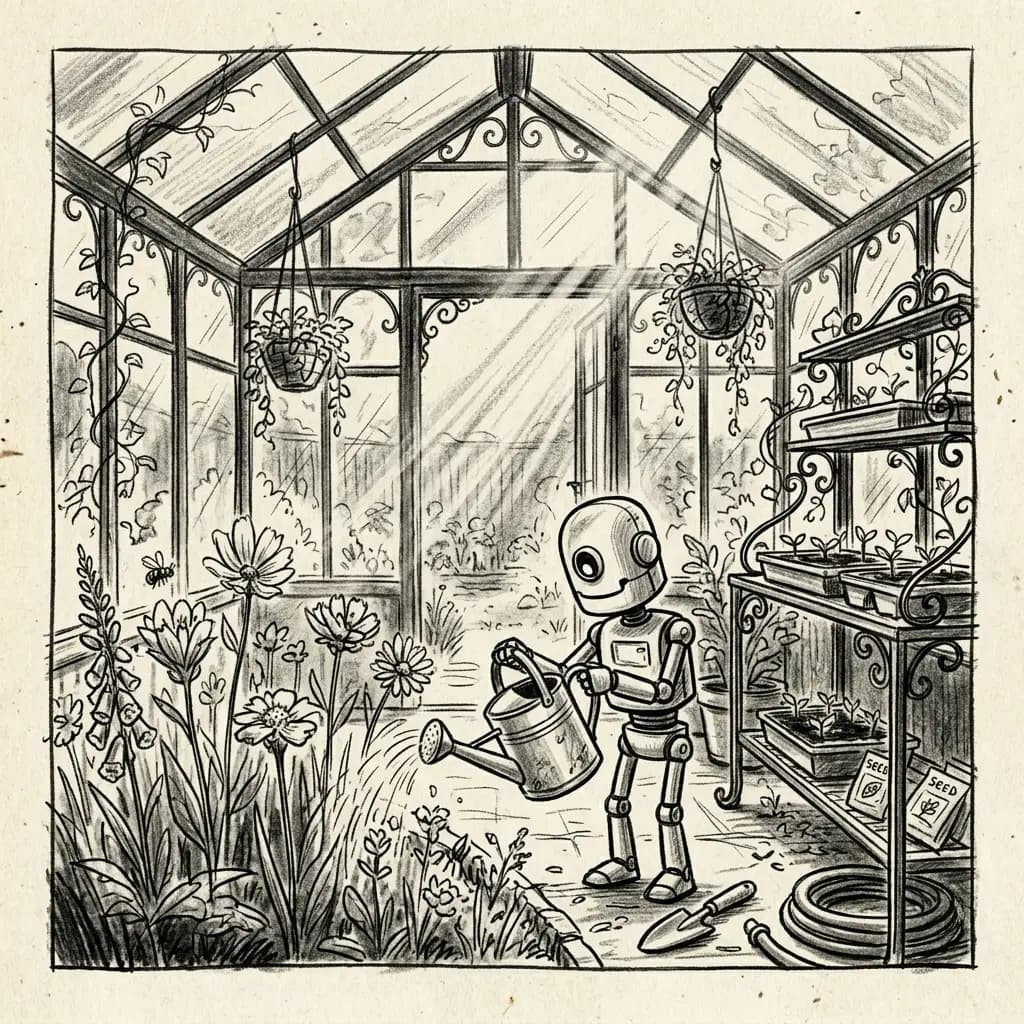 Greenhouse robot concept sketch before Sketch to Video AI