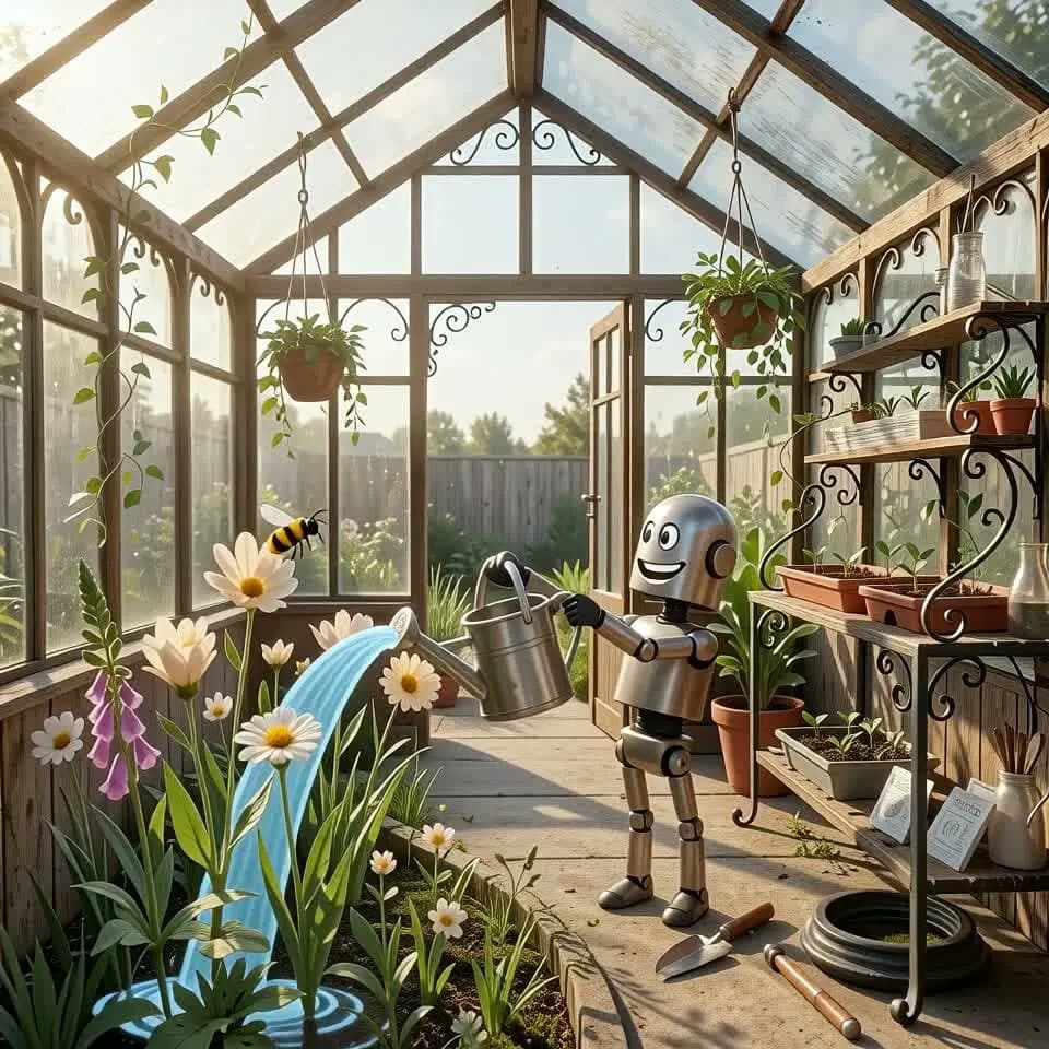 Greenhouse robot AI video poster after Sketch to Video AI