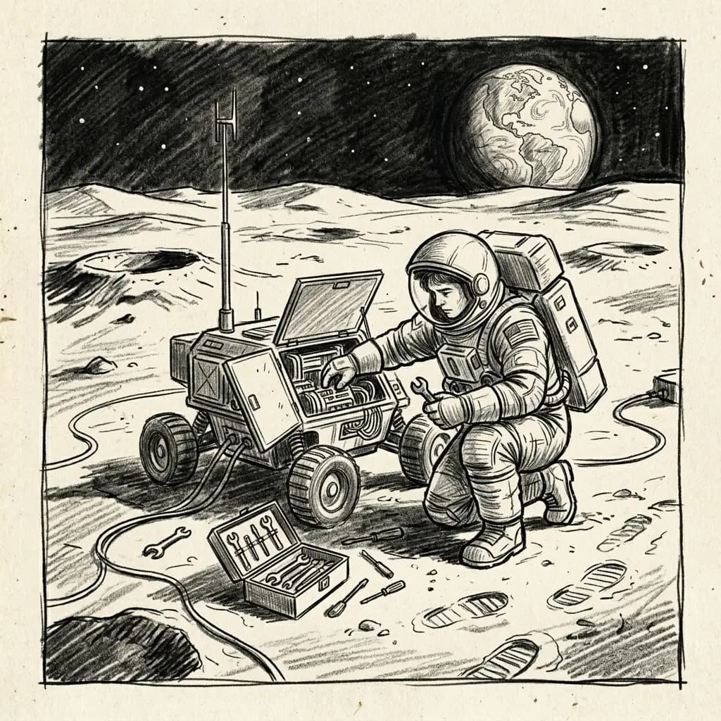 Moon rover repair sketch before Sketch to Video AI