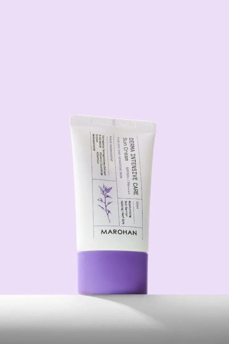 White and purple sunscreen tube used as the product reference